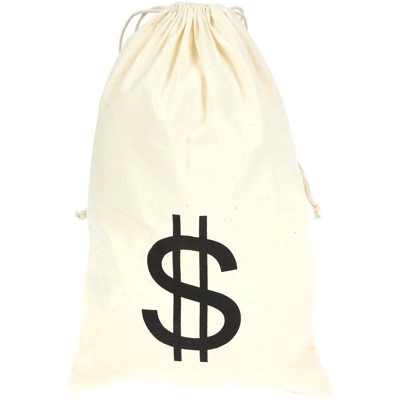 Large Fake Money Drawstring Bag Pouch with Dollar Sign Design, Humorous Party Favor Carry Bag, Cream, Robber - 16 x 11 inches